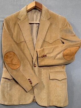 Vintage Levi’s Western Wear Corduroy Blazer Jacket  Suede Elbow Patches 44R